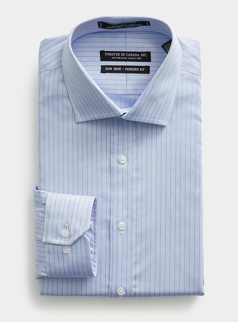 Le 31 Blue Jacquard herringbone wrinkle-free shirt Modern fit for men