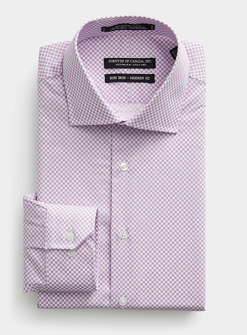 Le 31 Purple Decorated check non-iron shirt Modern fit for men