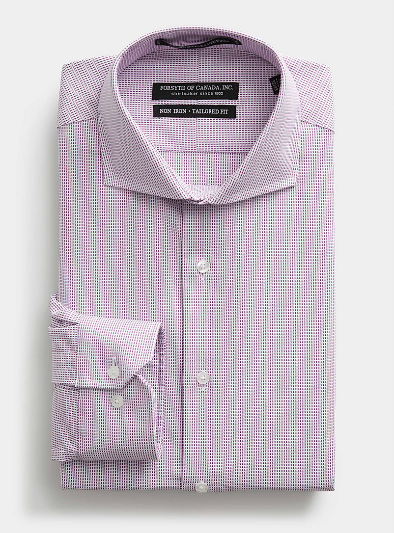 Le 31 Mauve Geo jacquard non-iron shirt Comfort fit for men