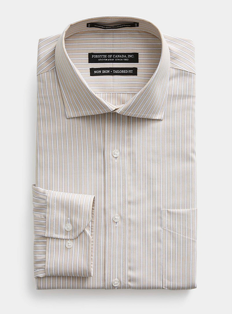 Le 31: La chemise sans repassage rayures pointillées Coupe confort Sable pour homme
