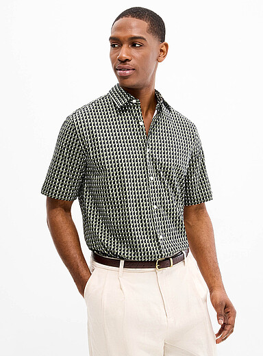 Optical geo stretch shirt <b>Modern fit</b>