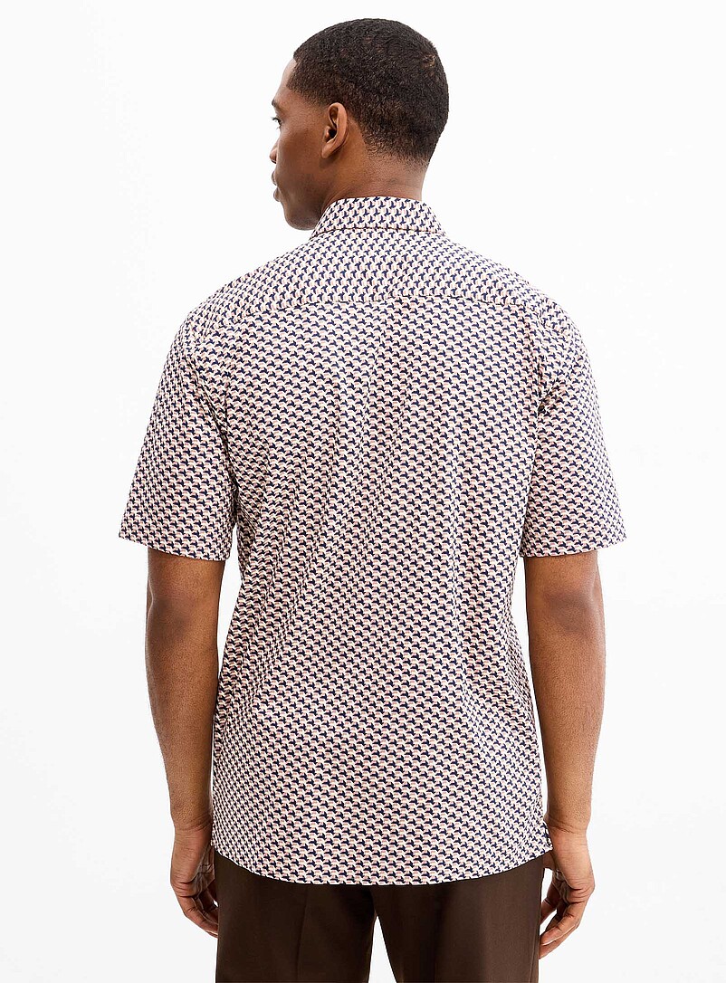 Le 31: La chemise extensible g&eacute;o optique <b>Coupe moderne</b> Vert pour homme