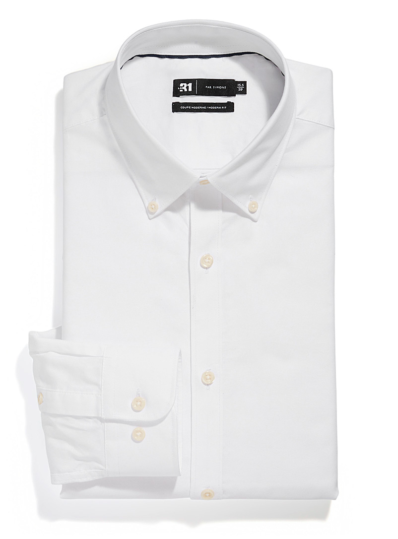 Le 31 White SUPIMA* cotton Oxford shirt Modern fit for men