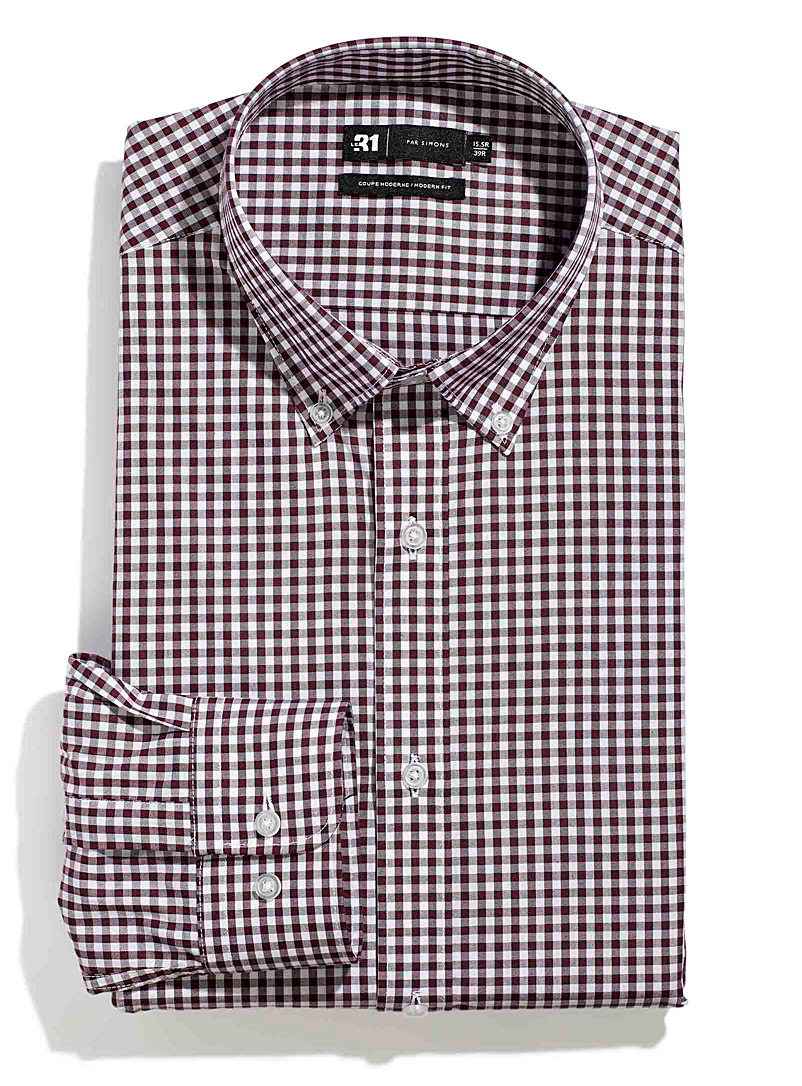 Le 31 Ruby Red Gingham check shirt Modern fit for men