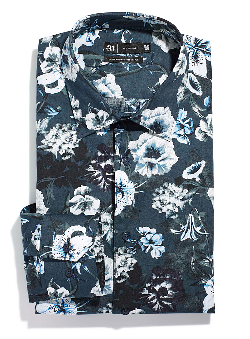Le 31 Assorted Frosted floral shirt Modern fit for men