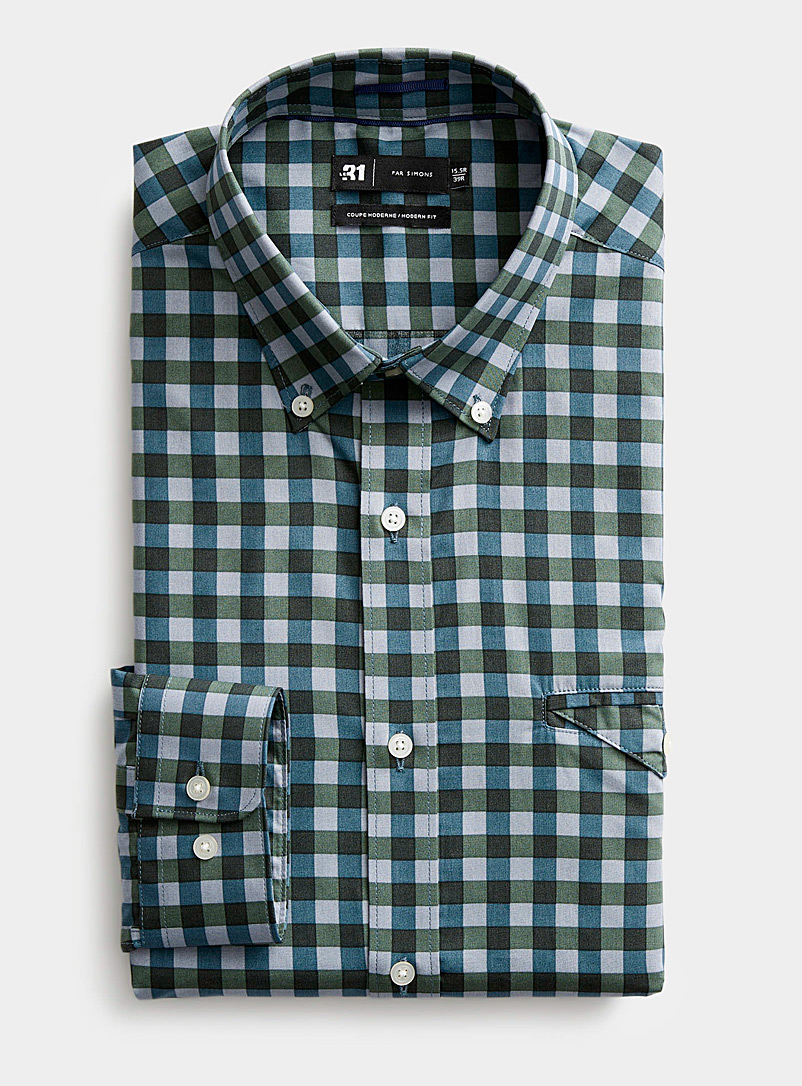 Le 31 Green Colourful check shirt Modern fit for men