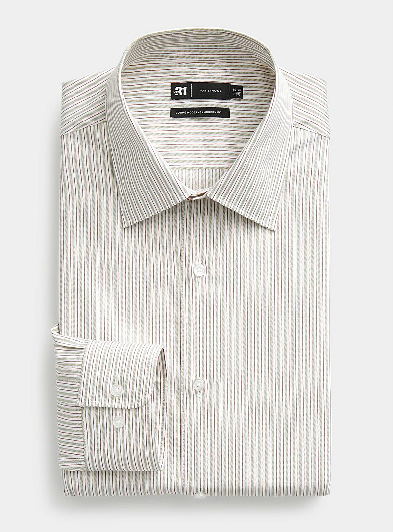 Le 31 Green Two-tone stripe shirt Modern fit for men