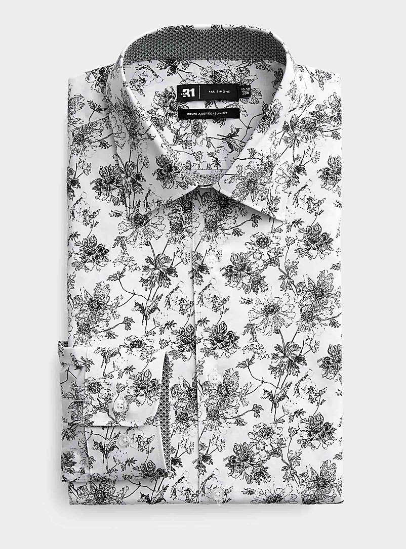 Chemise Homme à Manches Longues Milano Floral Geometric - Marque Billionaire - Bordeaux NEUF