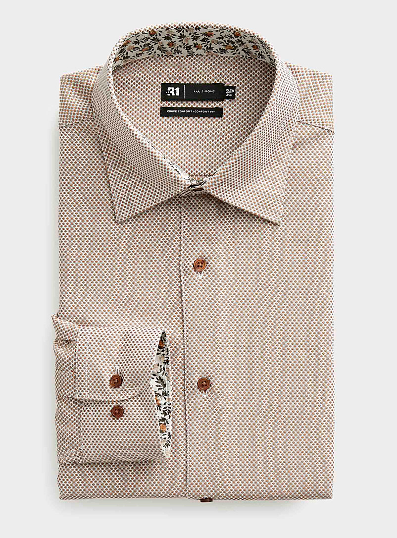Le 31: La chemise jacquard sable Coupe confort Jaune or pour homme