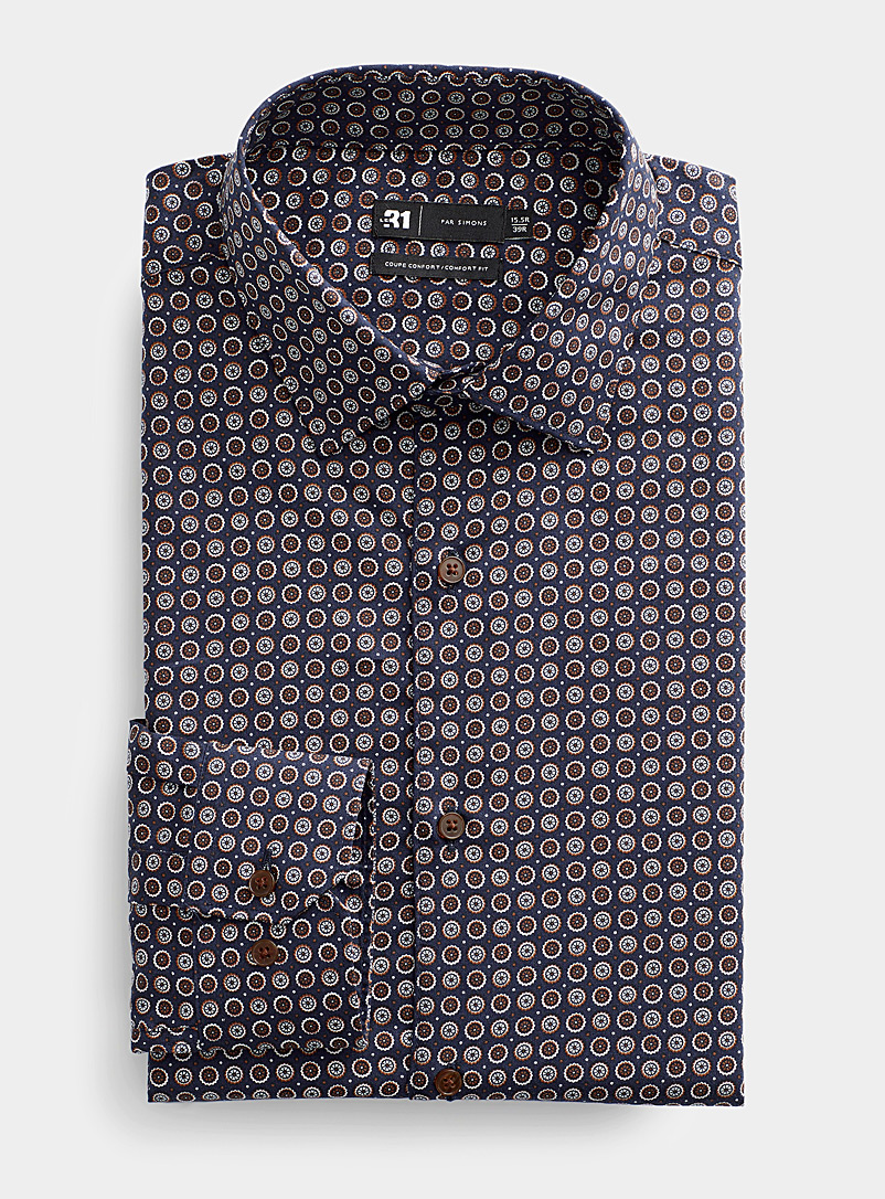 Le 31 Patterned Blue Floral medallion shirt Comfort fit for men