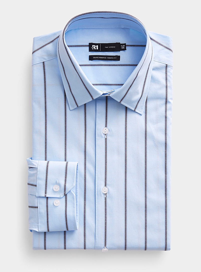 Le 31: La chemise rayure chambray Coupe moderne Bleu pâle-bleu poudre pour homme