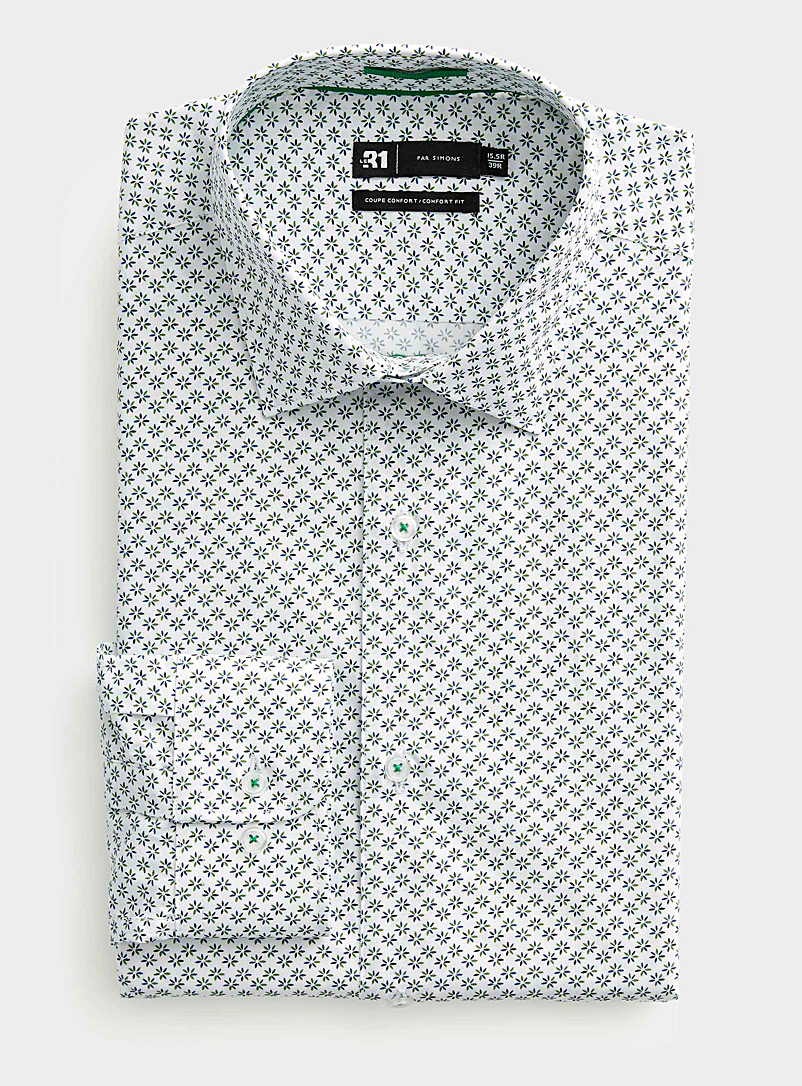 Le 31 Green Tricolour floral shirt Comfort fit for men