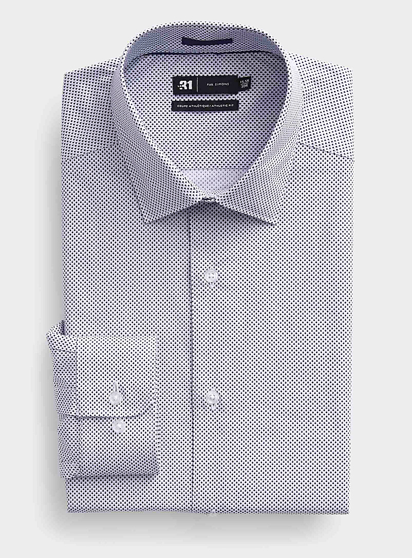 Le 31 Patterned White Optical dot shirt Athletic fit for men