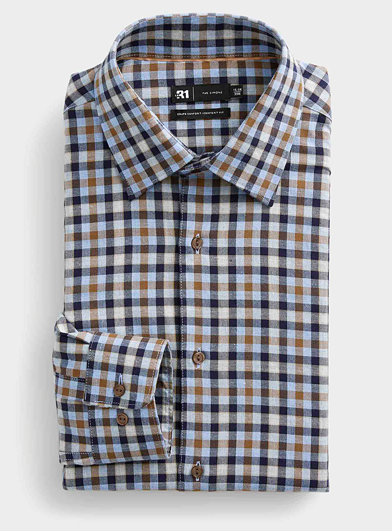 Le 31 Blue Winter check shirt Comfort fit for men