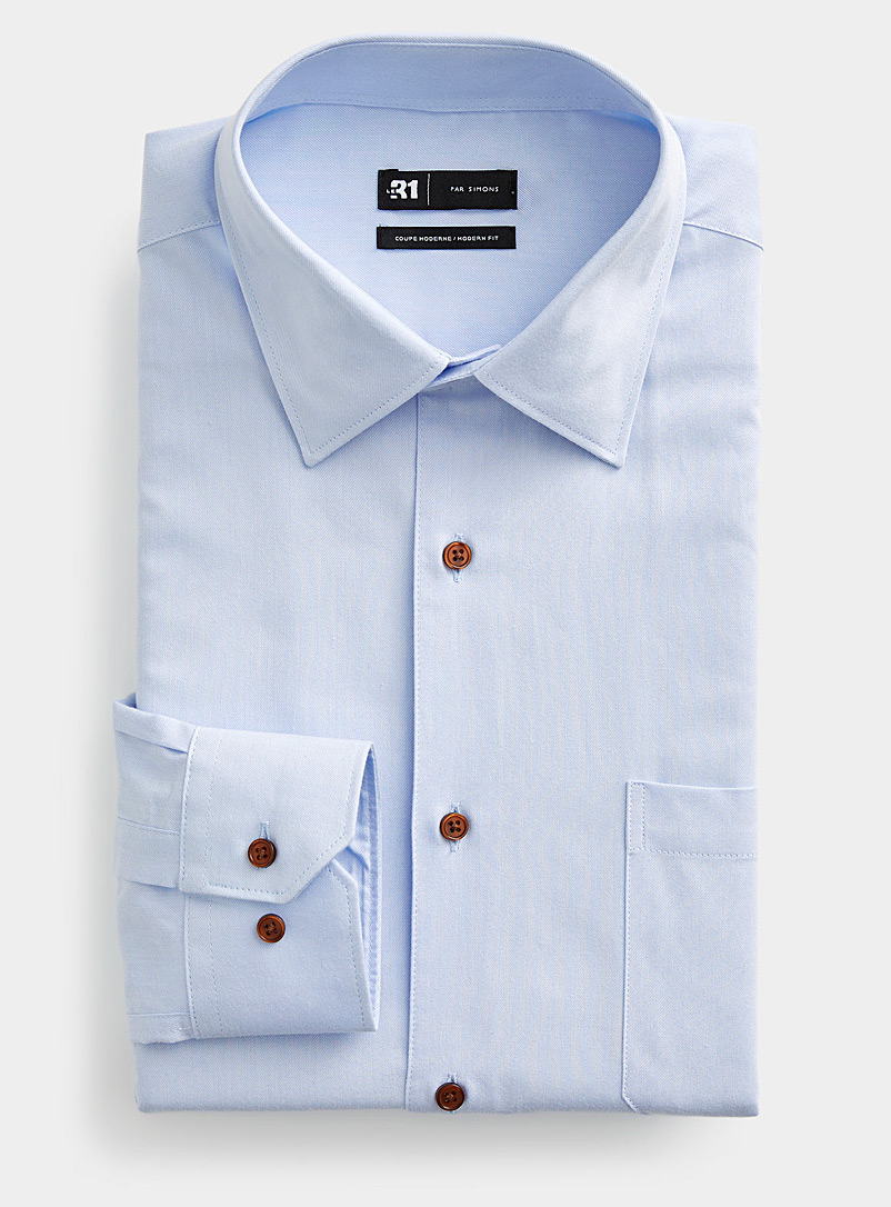 Le 31: La chemise coton bio poche plaquée Coupe moderne Sarcelle-turquoise-aqua pour homme