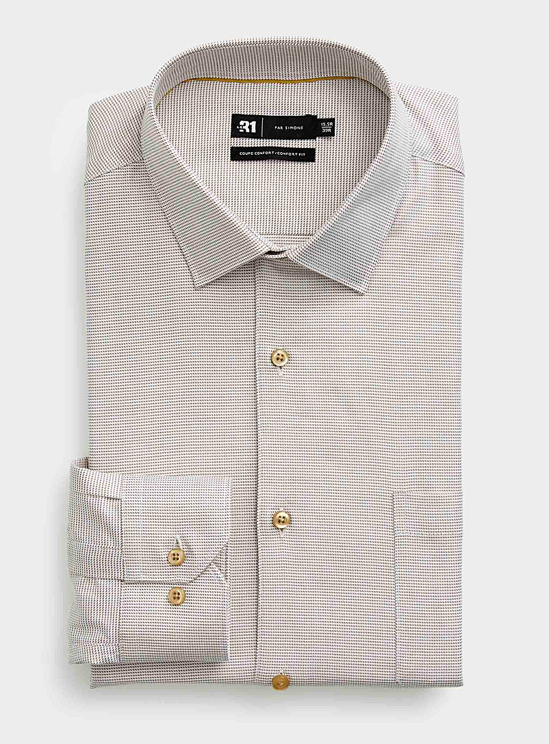Le 31: La chemise jacquard optique coton bio Coupe confort Sable pour homme