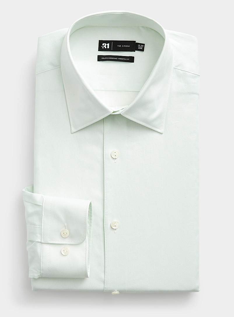 Le 31 Green Piqué pastel shirt Modern fit for men