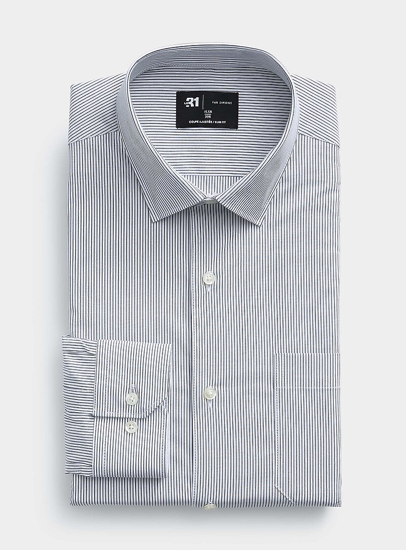 Chemise Homme Extensible Infroissable à Manches Longues - Coupe Ajustée Classique Sans Repassage