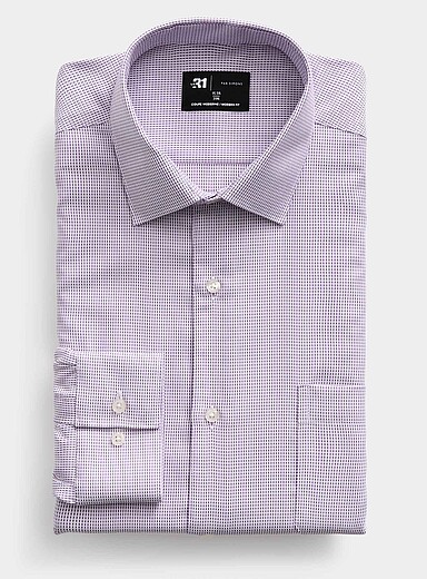 Wrinkle-free light blue jacquard check shirt <b>Modern fit</b>