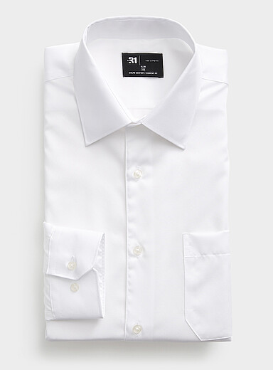 La chemise sans repassage twill uni <b>Coupe confort</b>