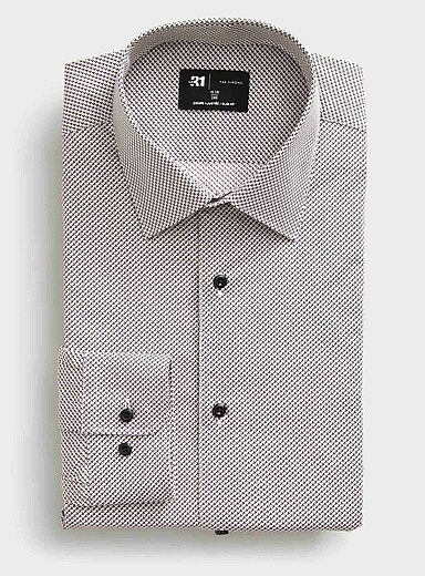 Le 31 Brown Optical sticks stretch shirt <b>Slim fit</b> for men