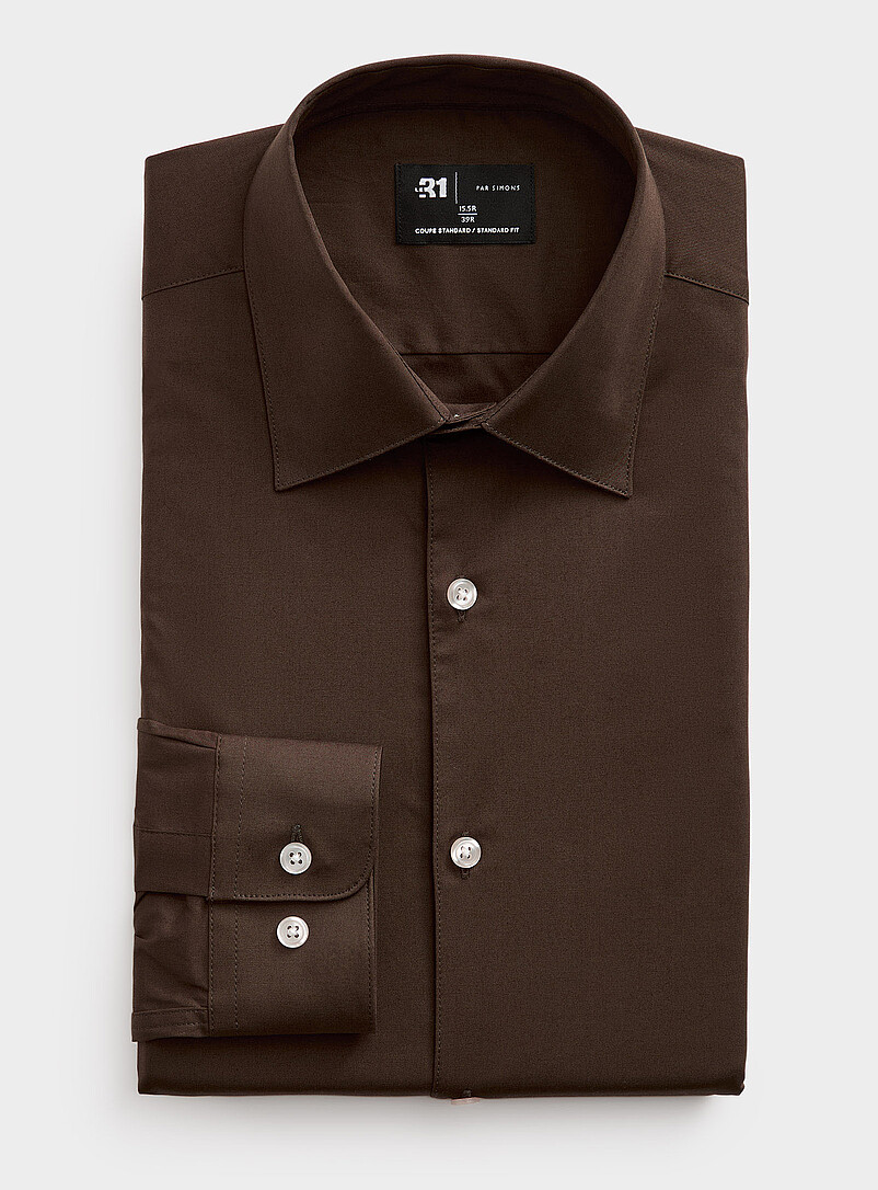 Le 31: La chemise extensible unicolore <b>Coupe standard</b> Blanc pour homme