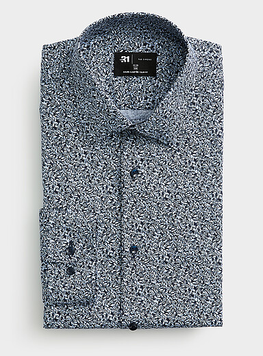 La chemise minifleurs bleues <b>Coupe ajust&eacute;e</b>