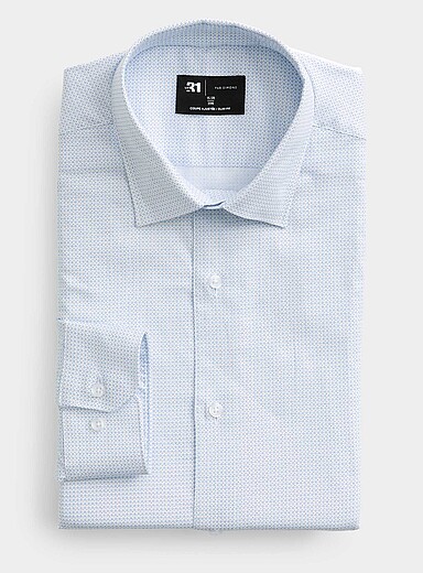 Sky-blue mosaic shirt <b>Slim fit</b>