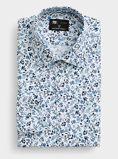 La chemise floraison bleut&eacute;e <b>Coupe confort</b>