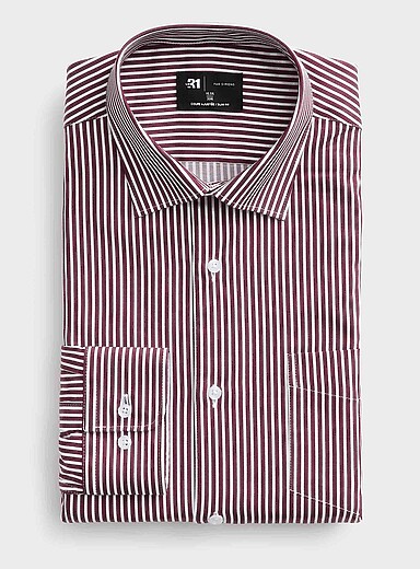 La chemise rayures rouge brique <b>Coupe ajust&eacute;e</b>
