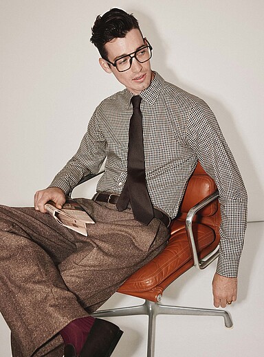 Le 31: La chemise vichy marron <b>Coupe moderne</b> Brun pour homme