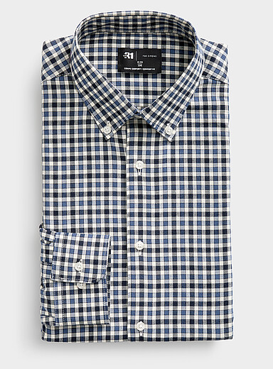 Blue and black gingham shirt <b>Comfort fit</b>