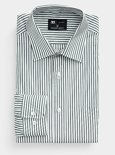 Le 31: La chemise rayures vertes fonc&eacute;es <b>Coupe confort</b> Vert pour homme