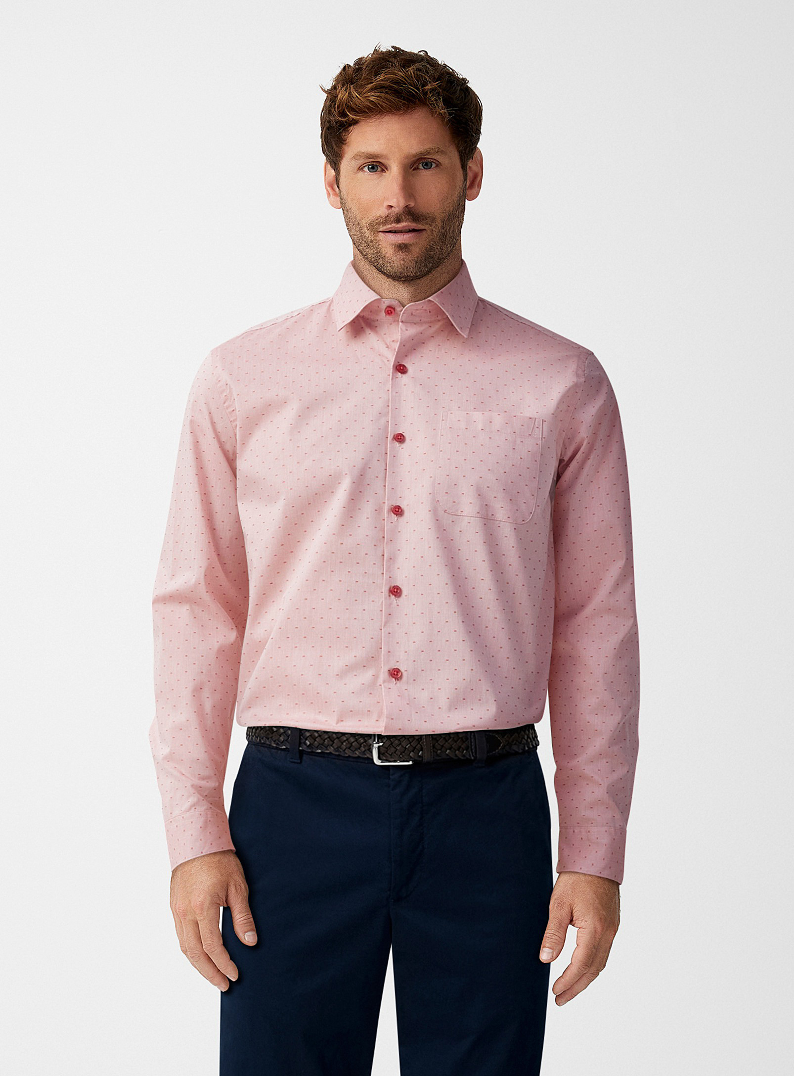 Le 31 Jacquard Dots Shirt Modern Fit In Pink