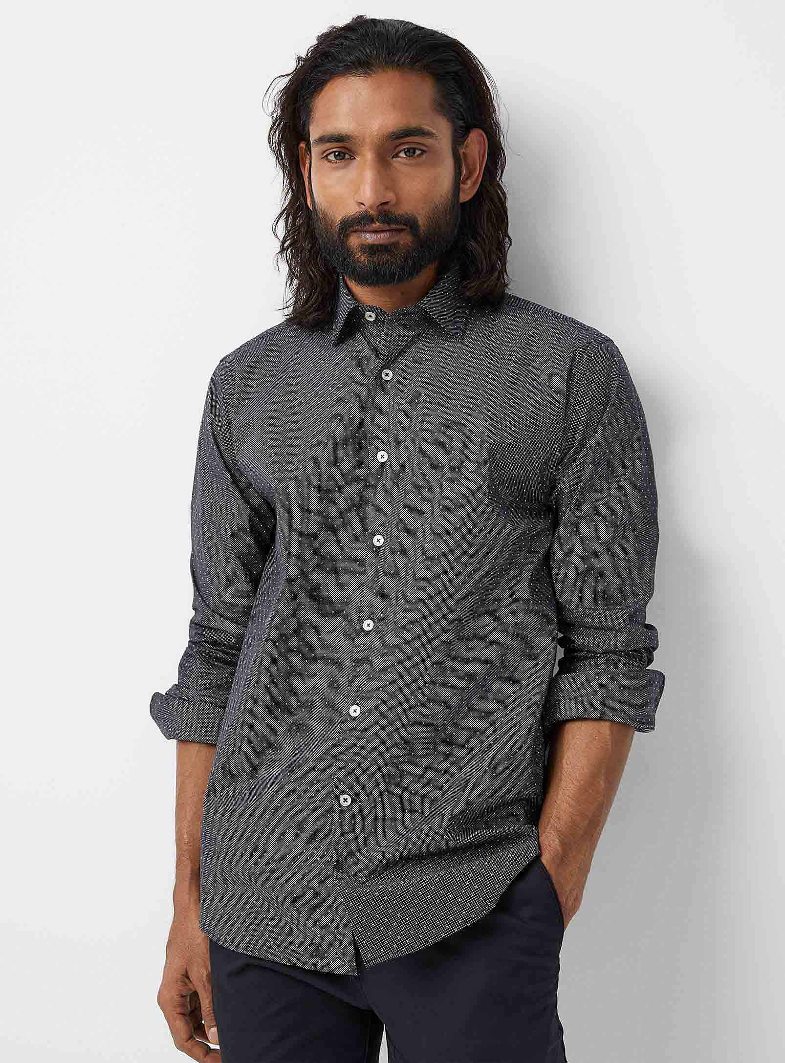 Le 31 Multi-dot Shirt Modern Fit In Black