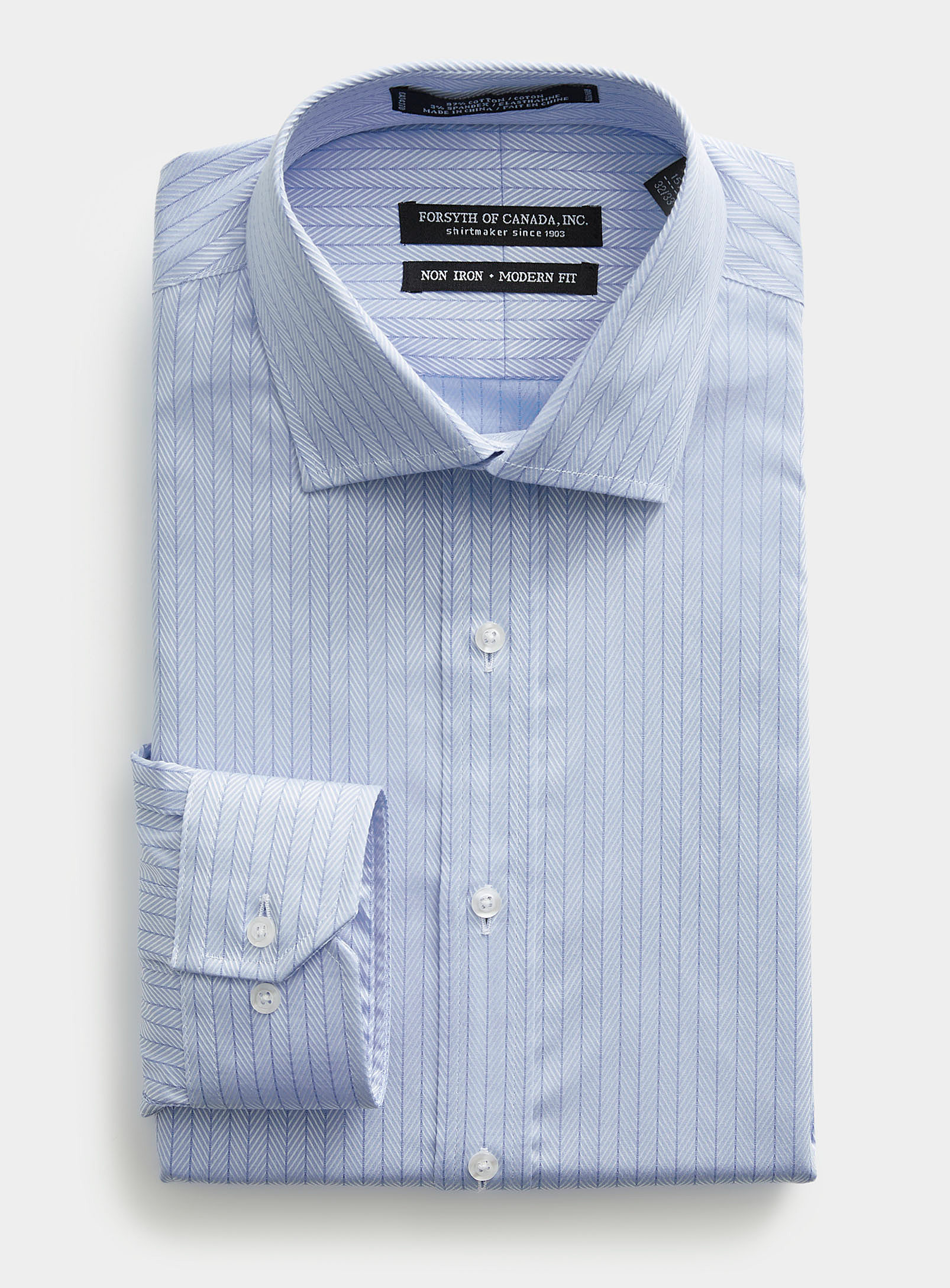 Le 31 Jacquard Herringbone Wrinkle-free Shirt Modern Fit In Blue