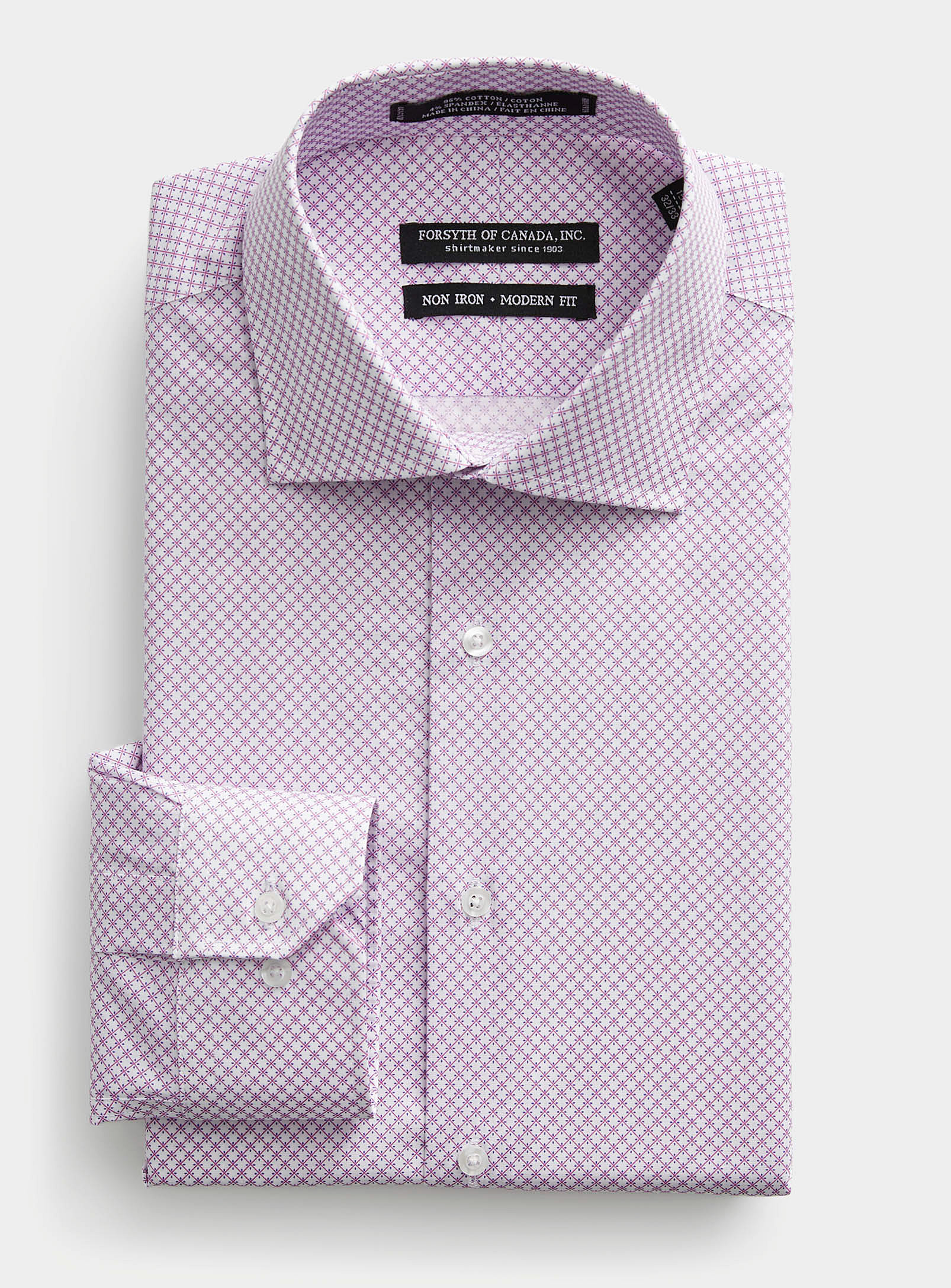 Le 31 Decorated Check Wrinkle-free Shirt Modern Fit In Purple