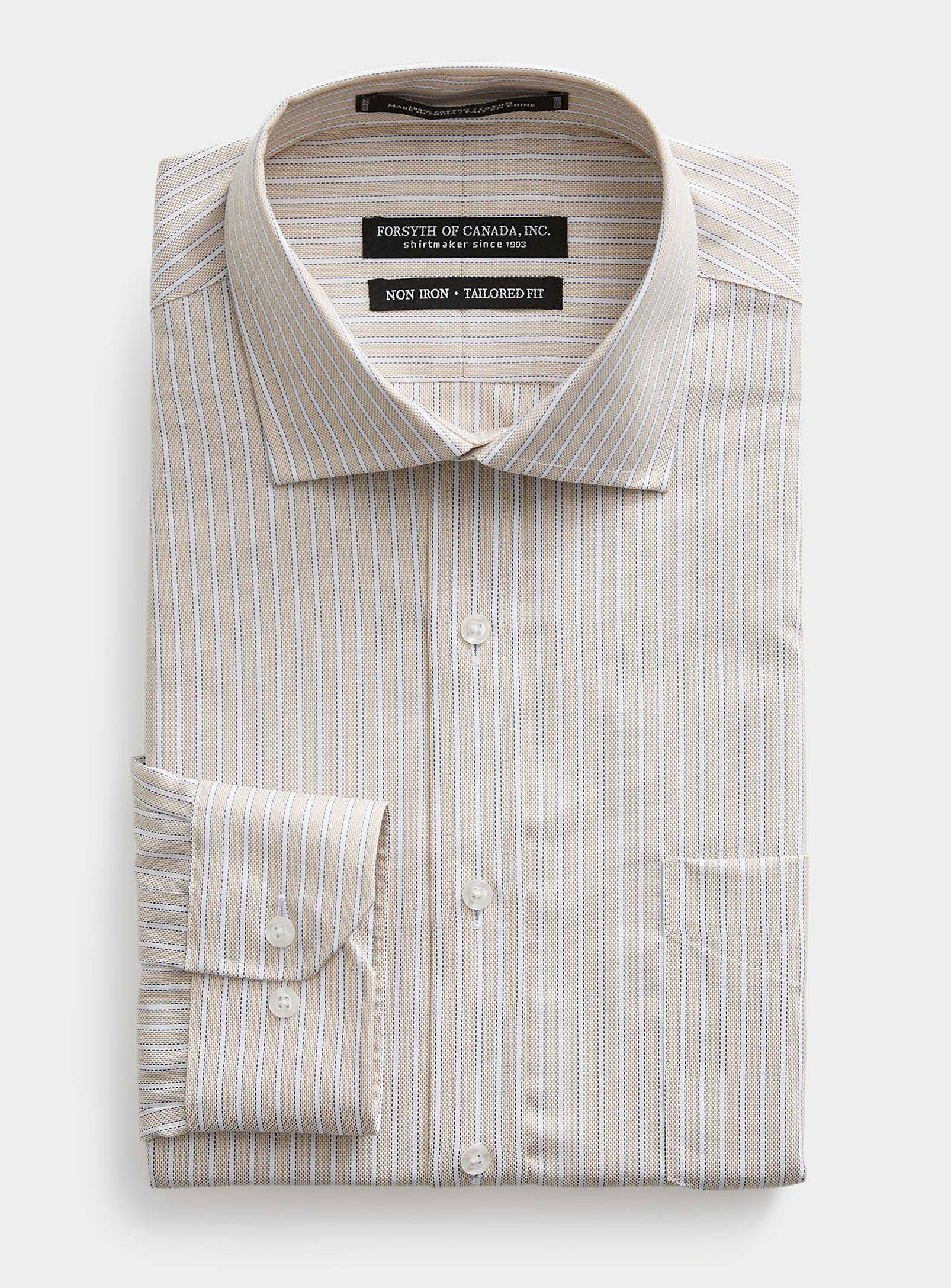 Le 31 Dotwork-stripe Wrinkle-free Shirt Comfort Fit In Sand