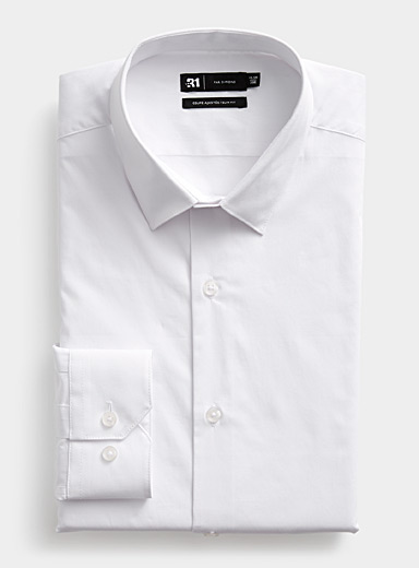 Men's Imitation Silk Formal Shirt Summer Micro-Elastic Slim-Fitting Shirt  Suit