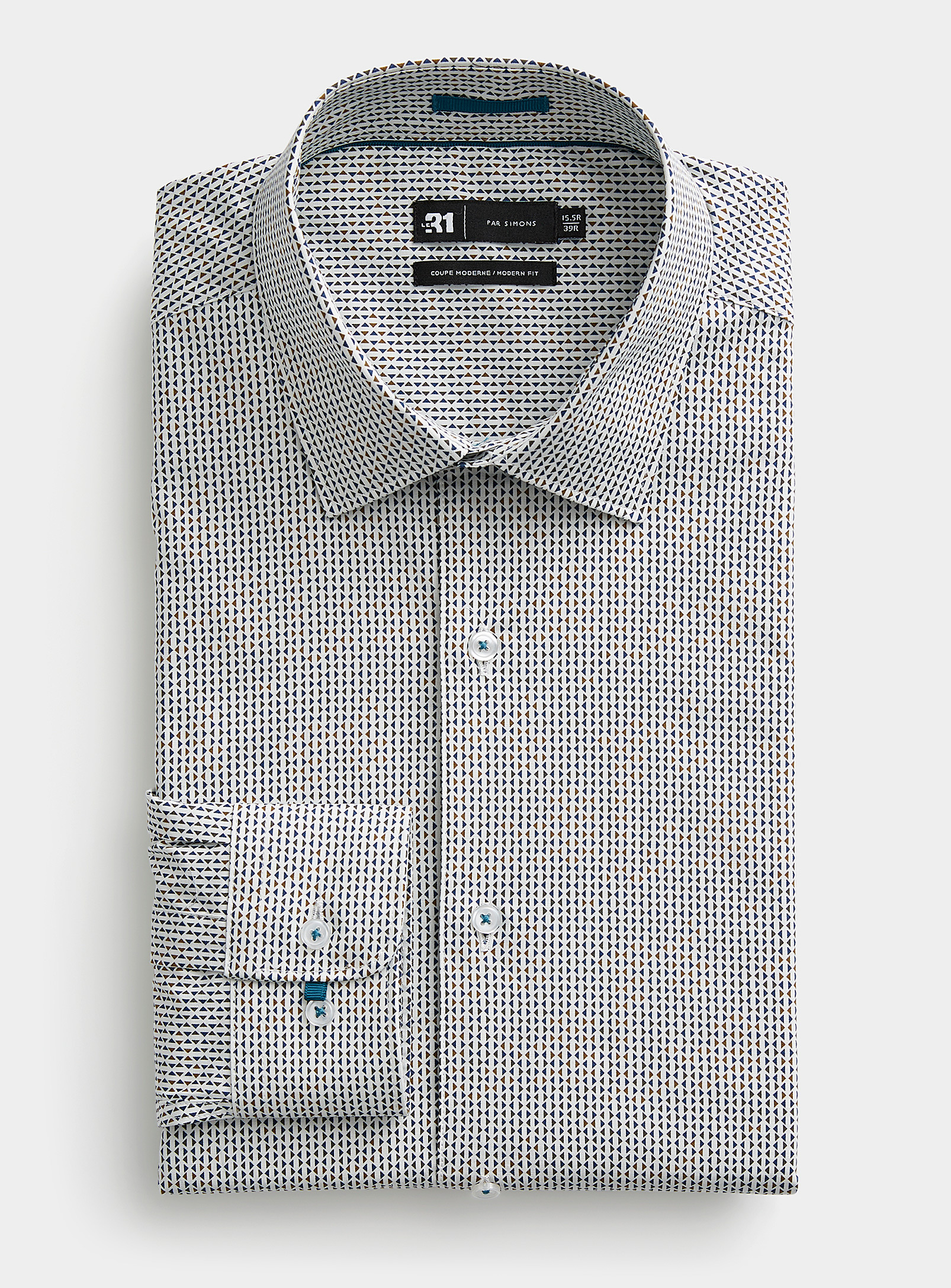 Le 31 - Men's Geo micro-pattern shirt Modern fit