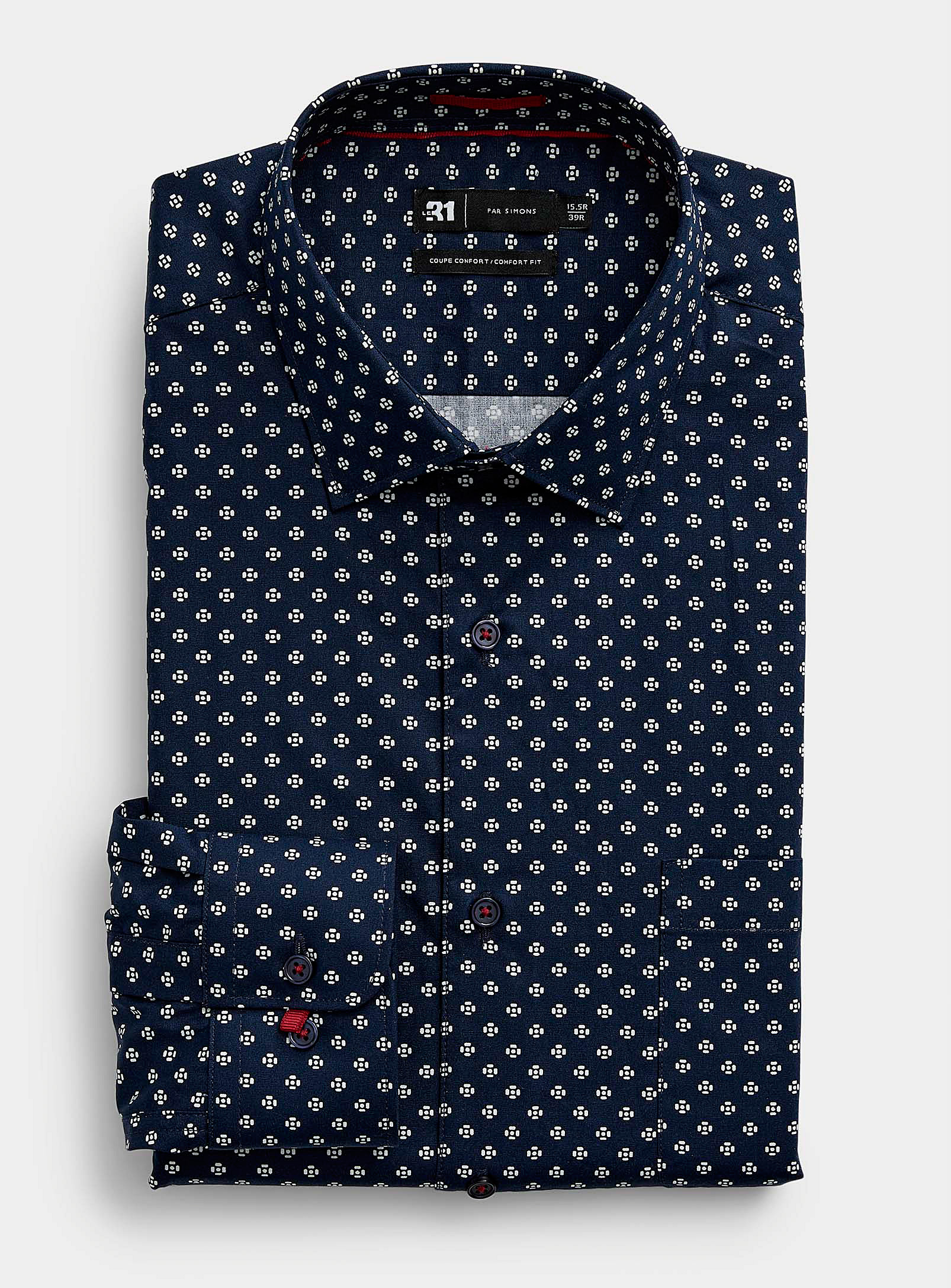Le 31 - Men's Geo flower organic cotton shirt Comfort fit