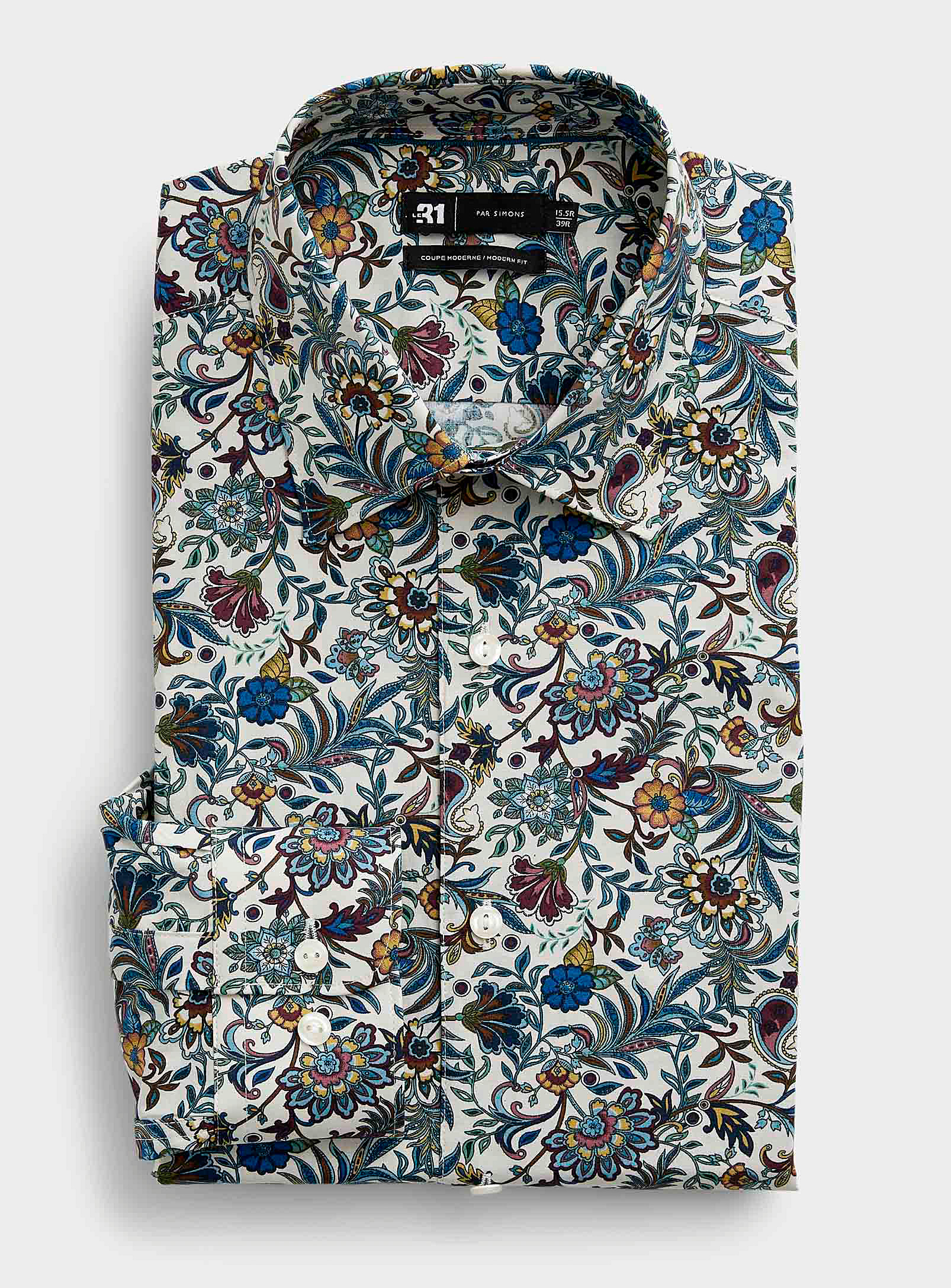 Le 31 - Men's Lush garden stretch shirt Modern fit