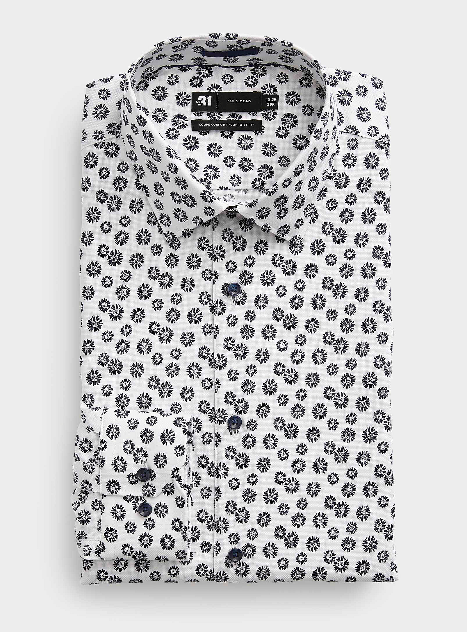 Le 31 - Men's Contrast daisy piqué shirt Comfort fit