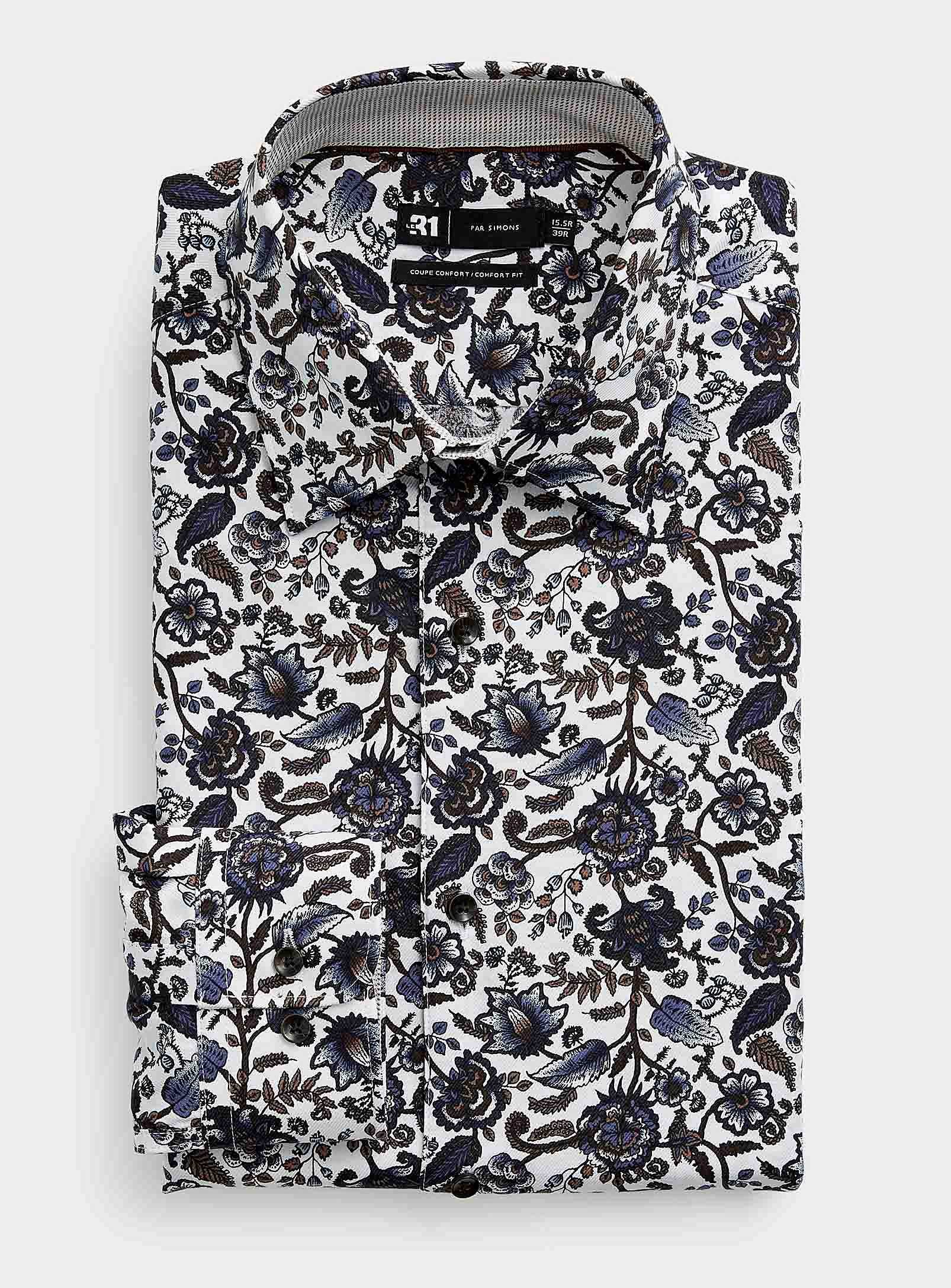 Le 31 - Men's Winter flower organic cotton shirt Comfort fit