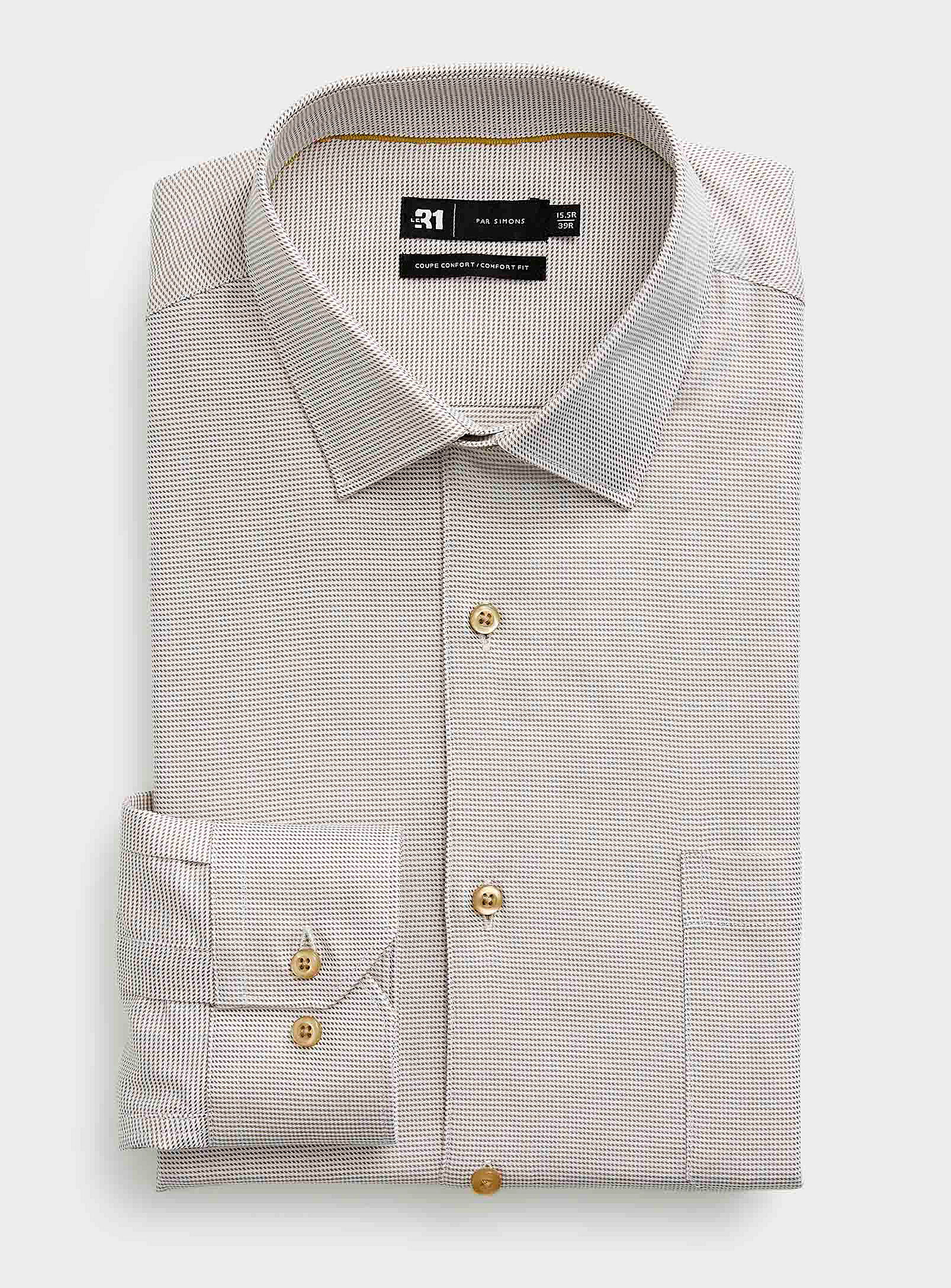 Le 31 - Men's Organic cotton optical jacquard shirt Comfort fit