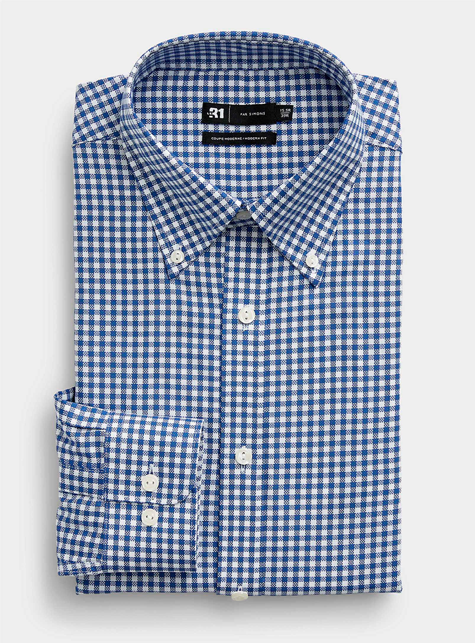 Le 31 - Men's Organic cotton gingham shirt Modern fit