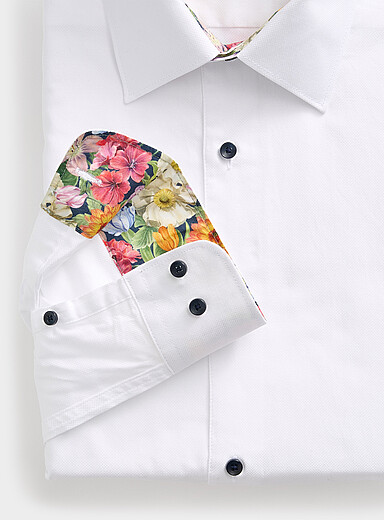 Solid floral-trim shirt Comfort fit <b>Made with Liberty Fabric</b>