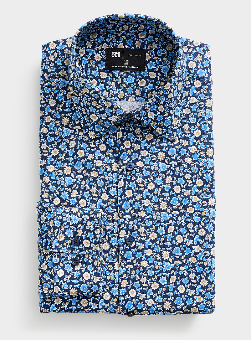 Blue floral shirt Modern fit product image (primary)