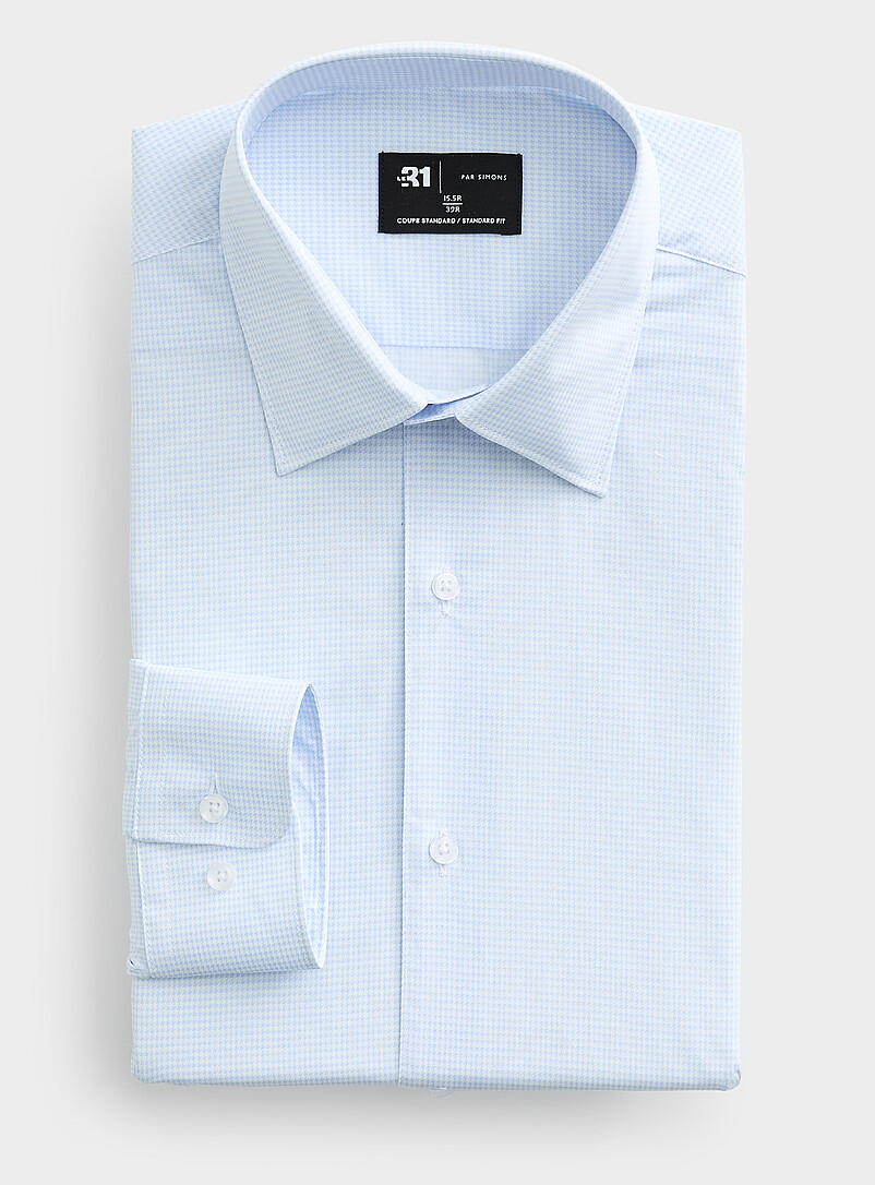 Pale-Blue Houndstooth Shirt Standard Fit