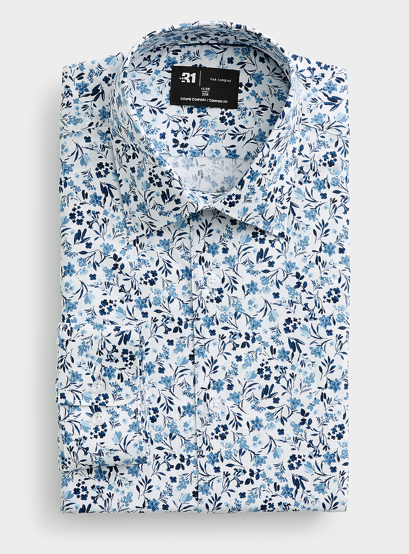 Blue flowering shirt Comfort fit product image (primary)